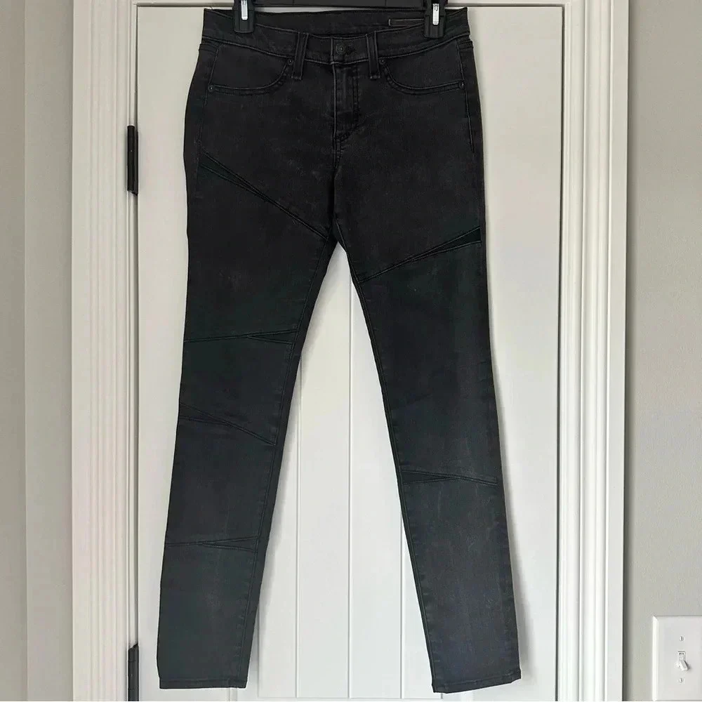 Rag & Bone‎ black skinny jeans with Lamb leather trim